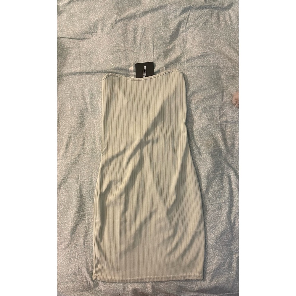 Sage green clear strap dress